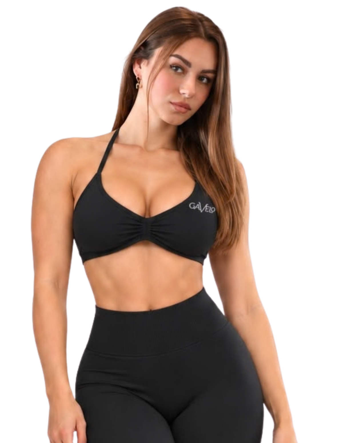 GAVELO Seamless Lift Set Flare Tights + Bra Black