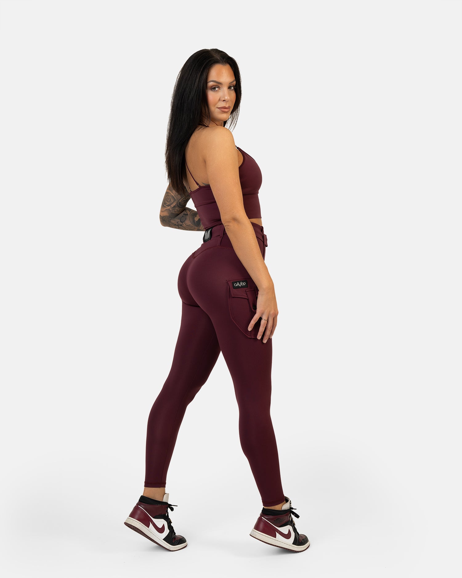 GAVELO Cargo Leggings Burgundy