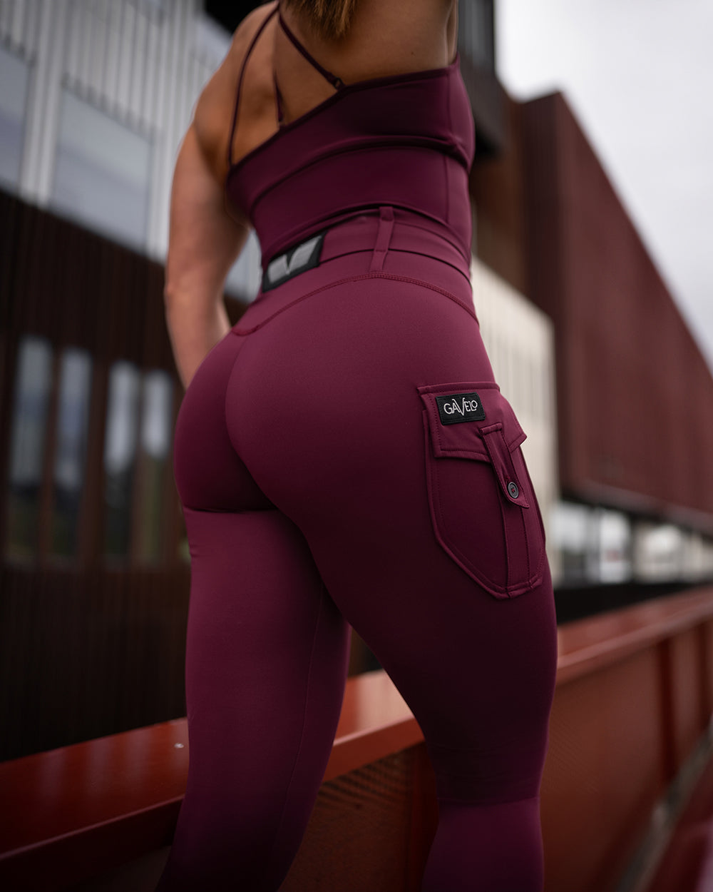 GAVELO Cargo Leggings Burgundy