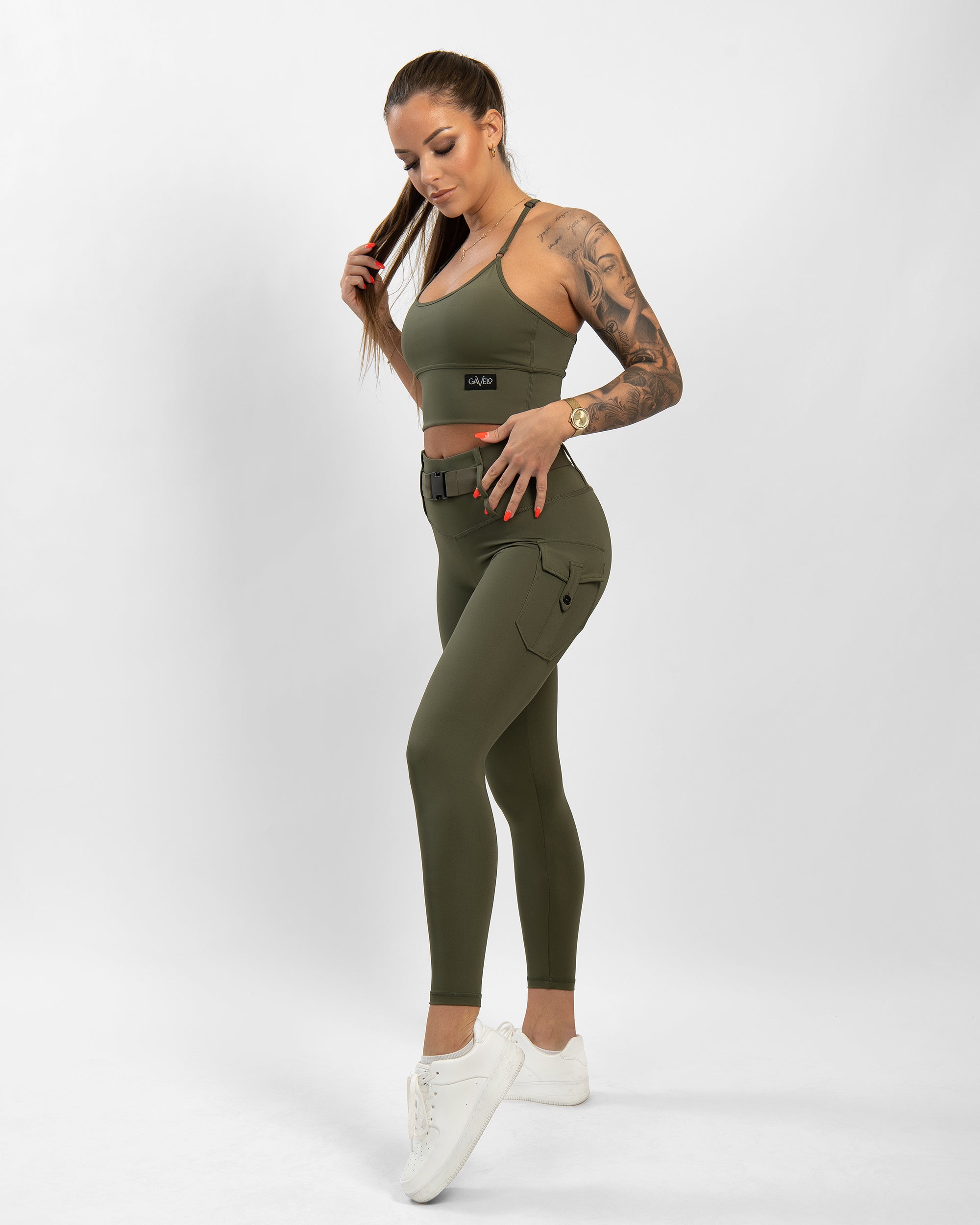 GAVELO Cargo Leggings Military Green