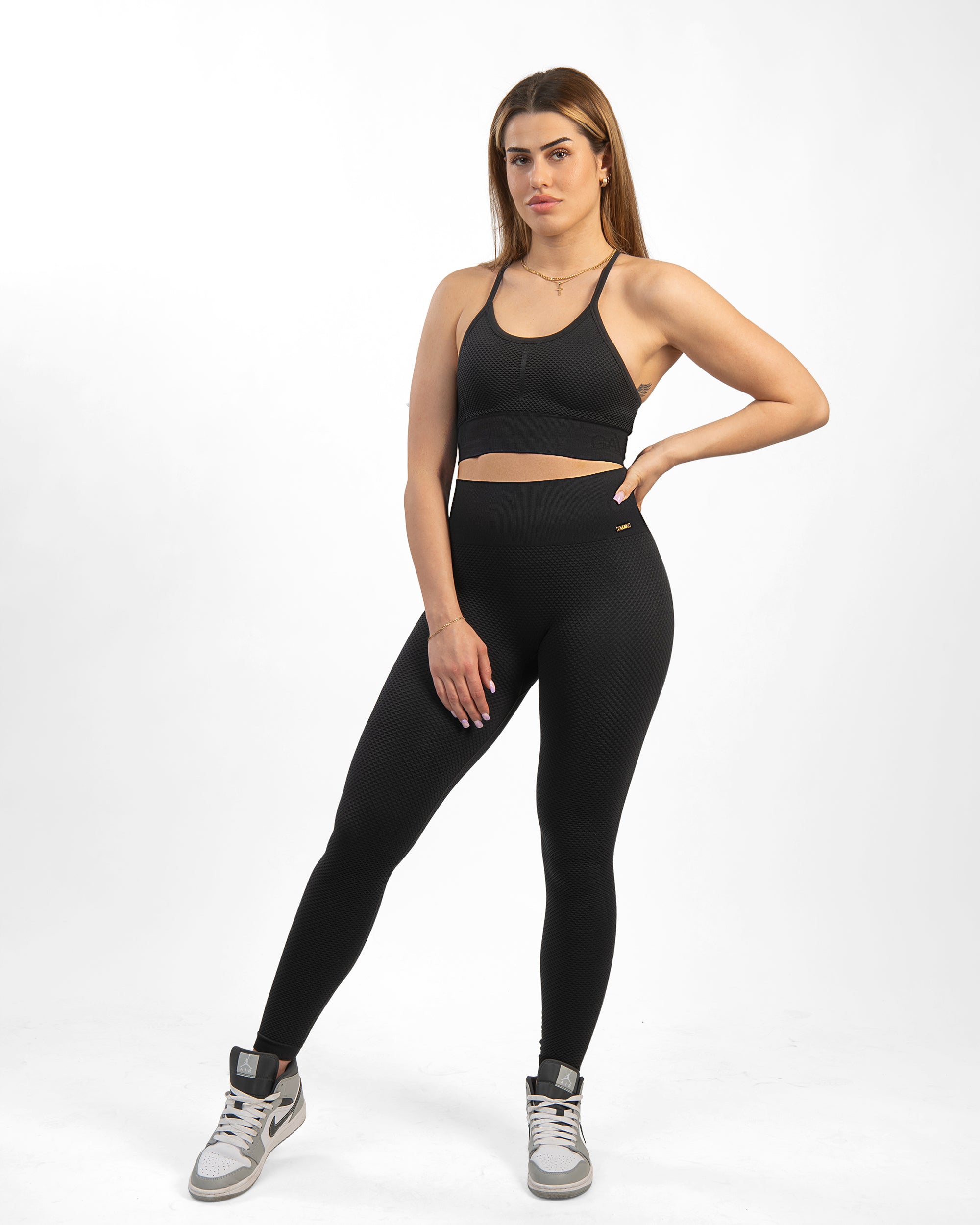GAVELO Seamless HoneyComb Black Tights