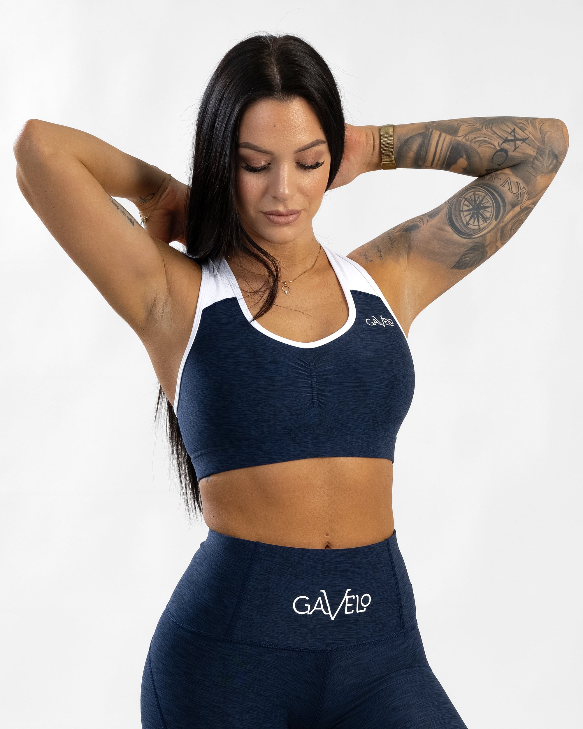 GAVELO Navy Swirl Sports Bra