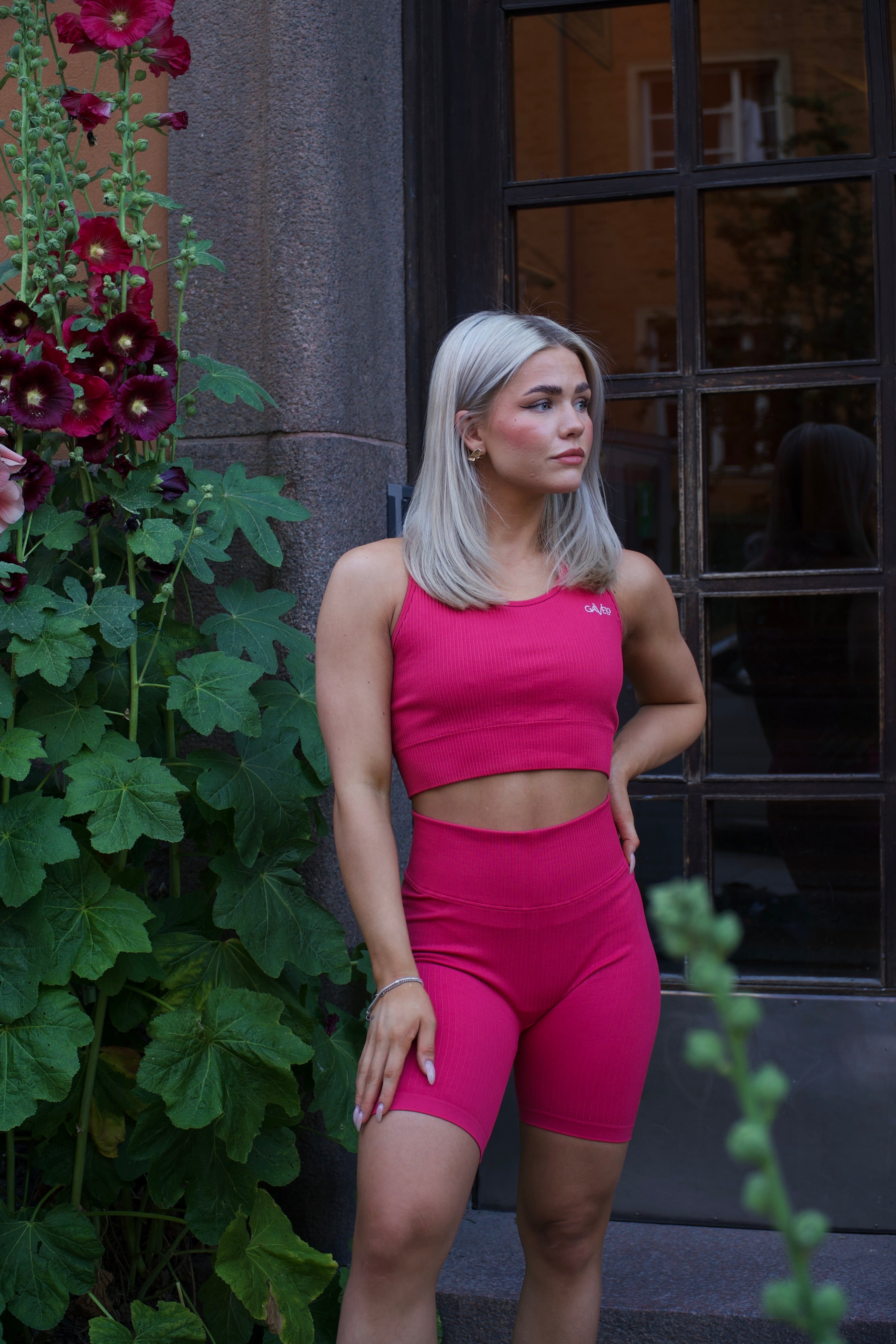 GAVELO Ribbed Seamless Biker Shorts Berry