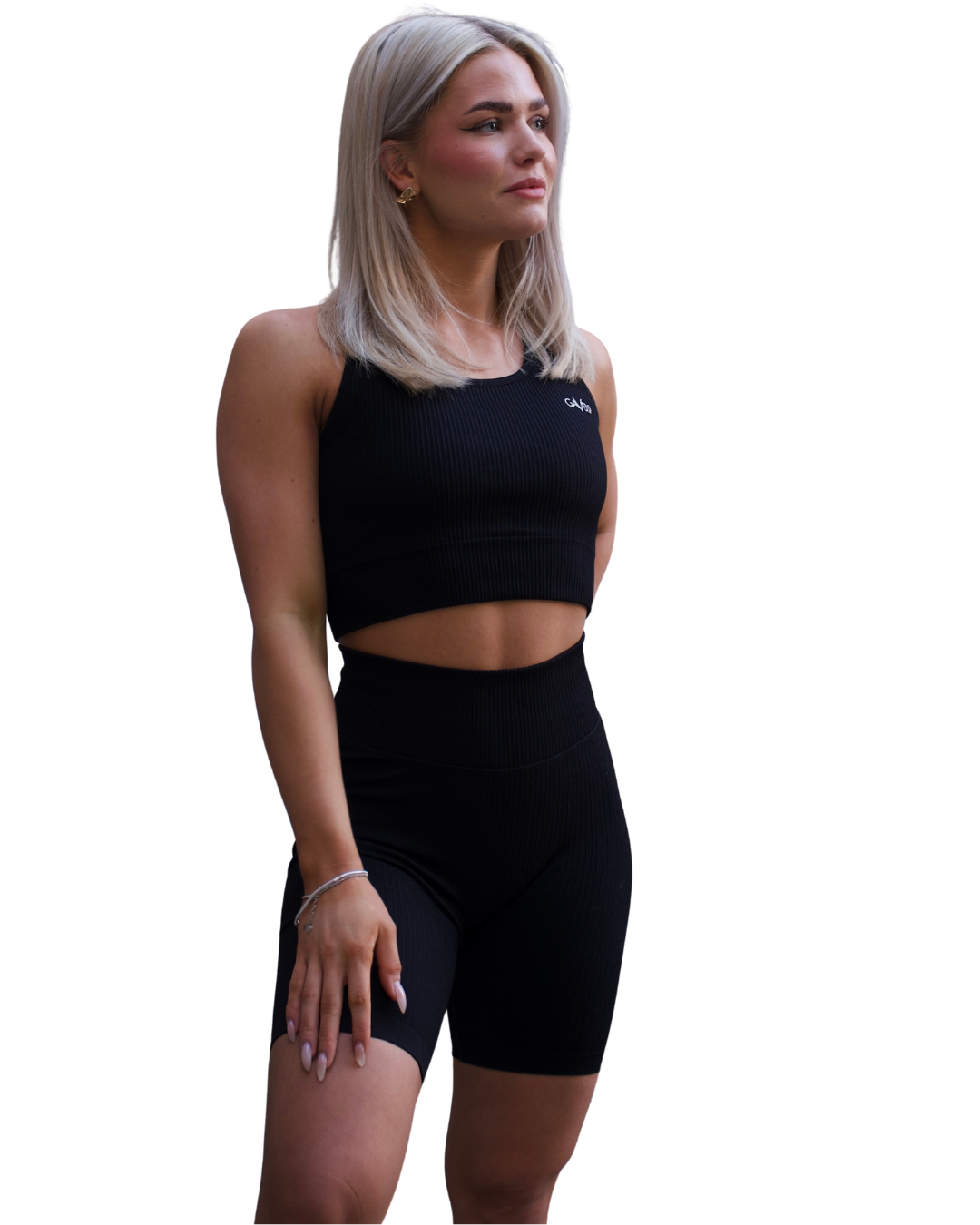 GAVELO Ribbed Seamless Biker Shorts Black