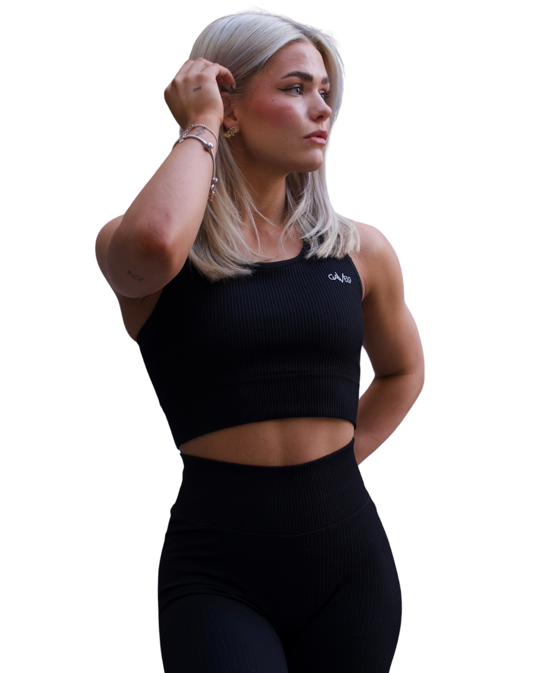 GAVELO Ribbed Seamless Sport Bra Black