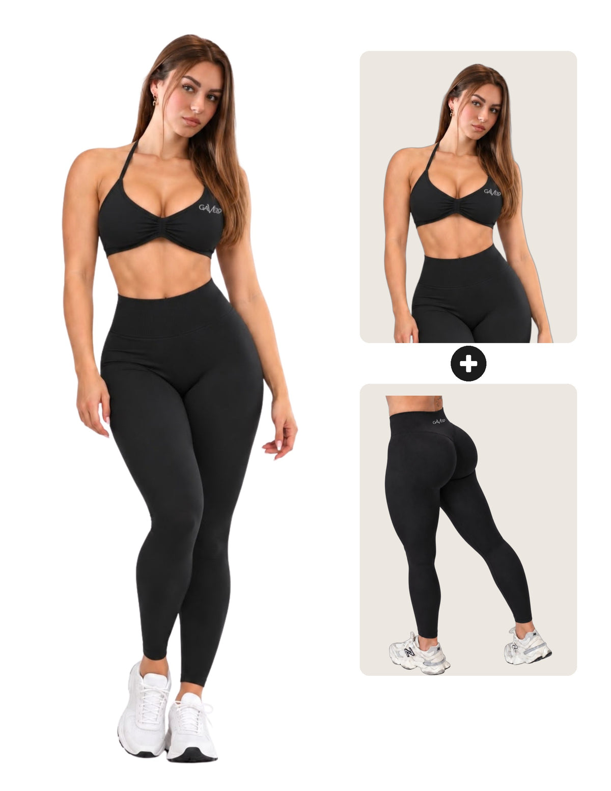 GAVELO Seamless Lift Set Tights + Bra Black, hela setet och delarna