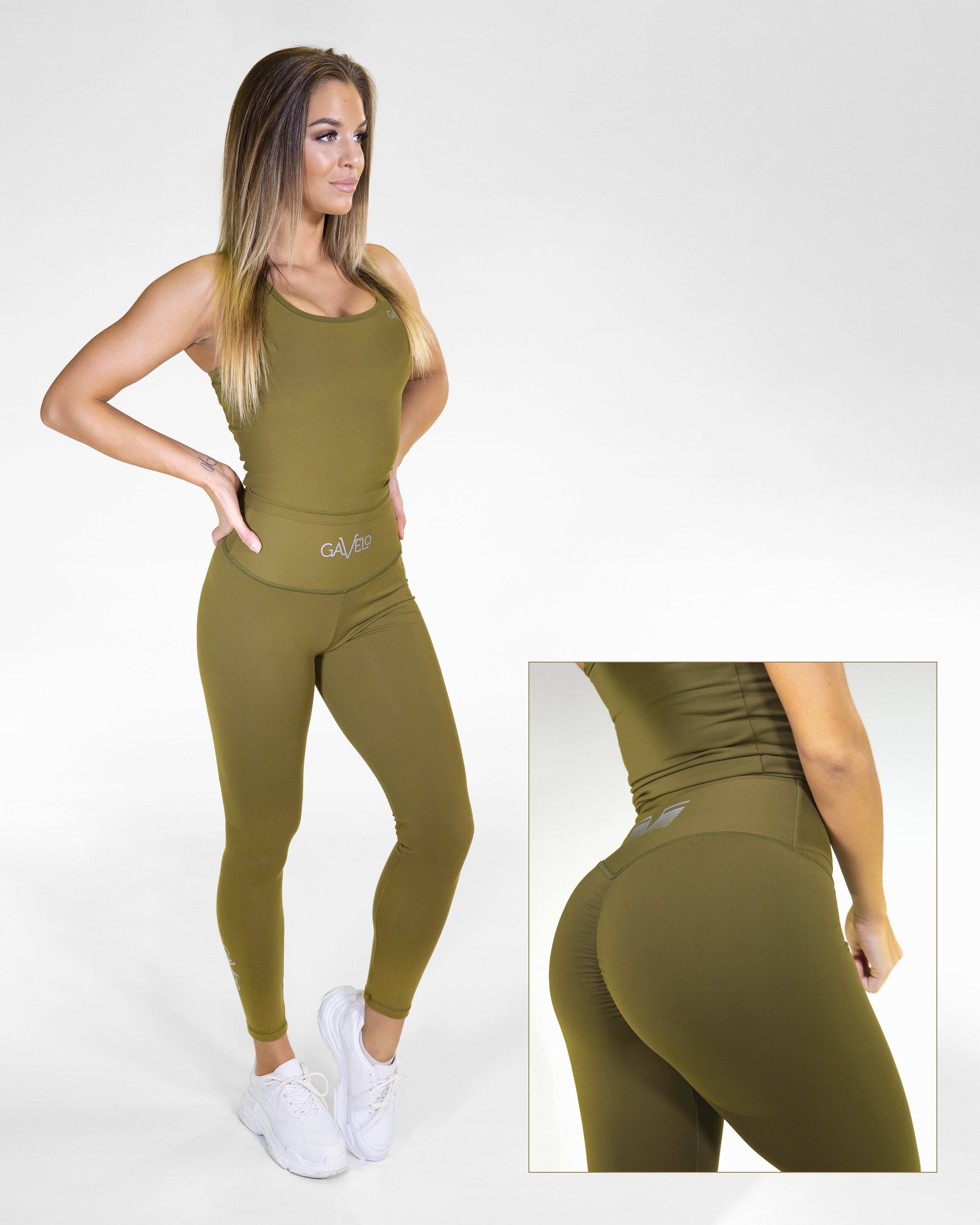 POP Army Green Scrunch Leggings