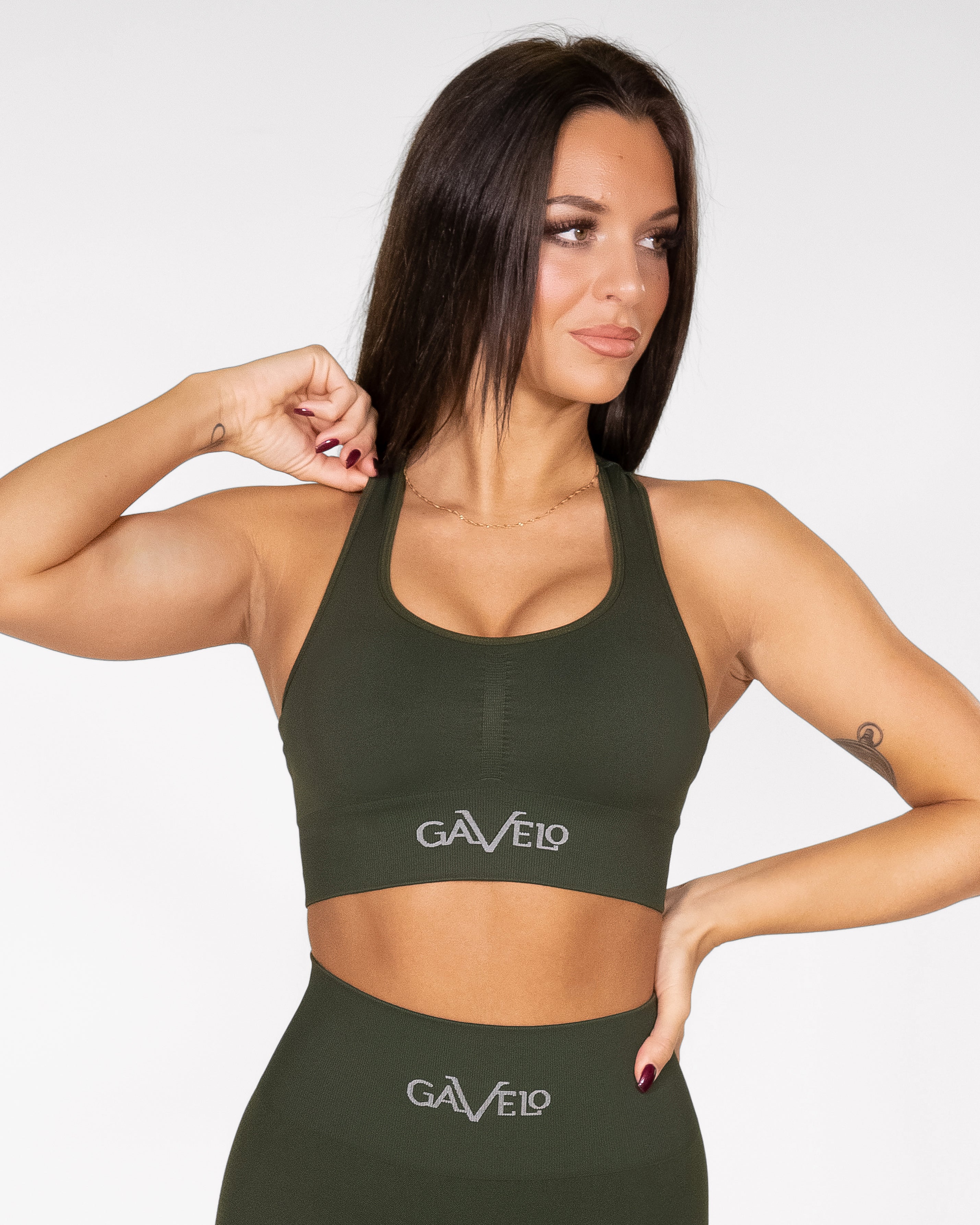 GAVELO Seamless Booster Forest Green Sports Bra