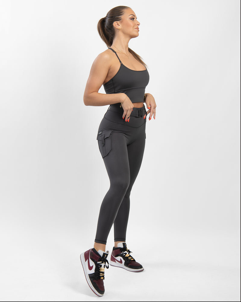 GAVELO Cargo Leggings Charcoal
