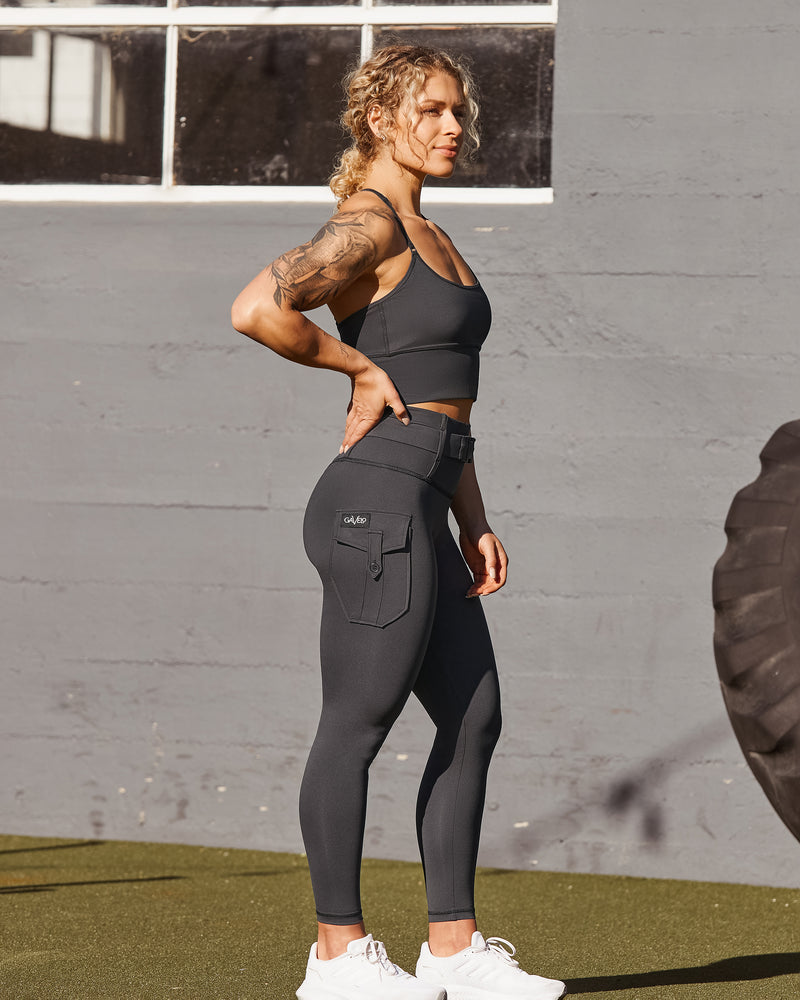 GAVELO Cargo Leggings Charcoal