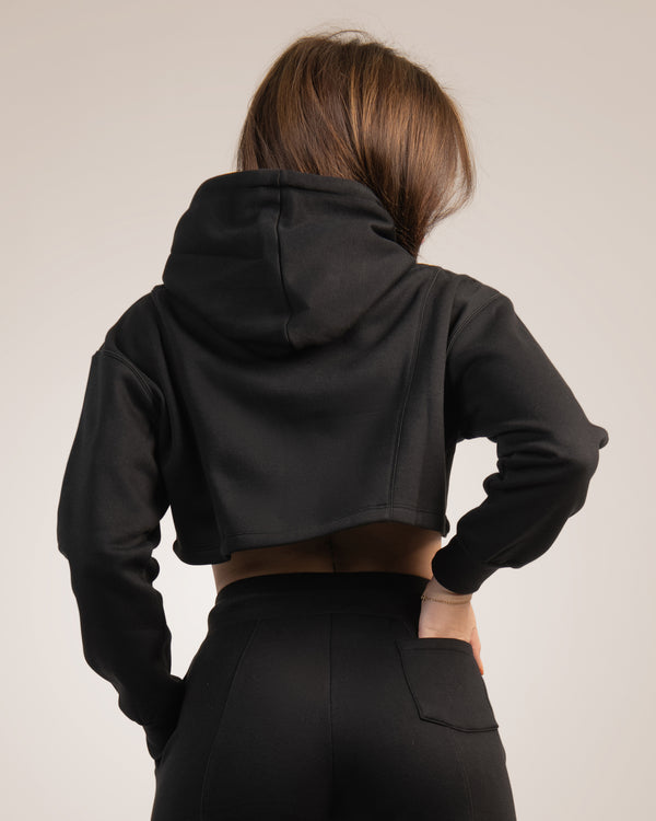 GAVELO Chill Lounge Cropped Hoodie Black
