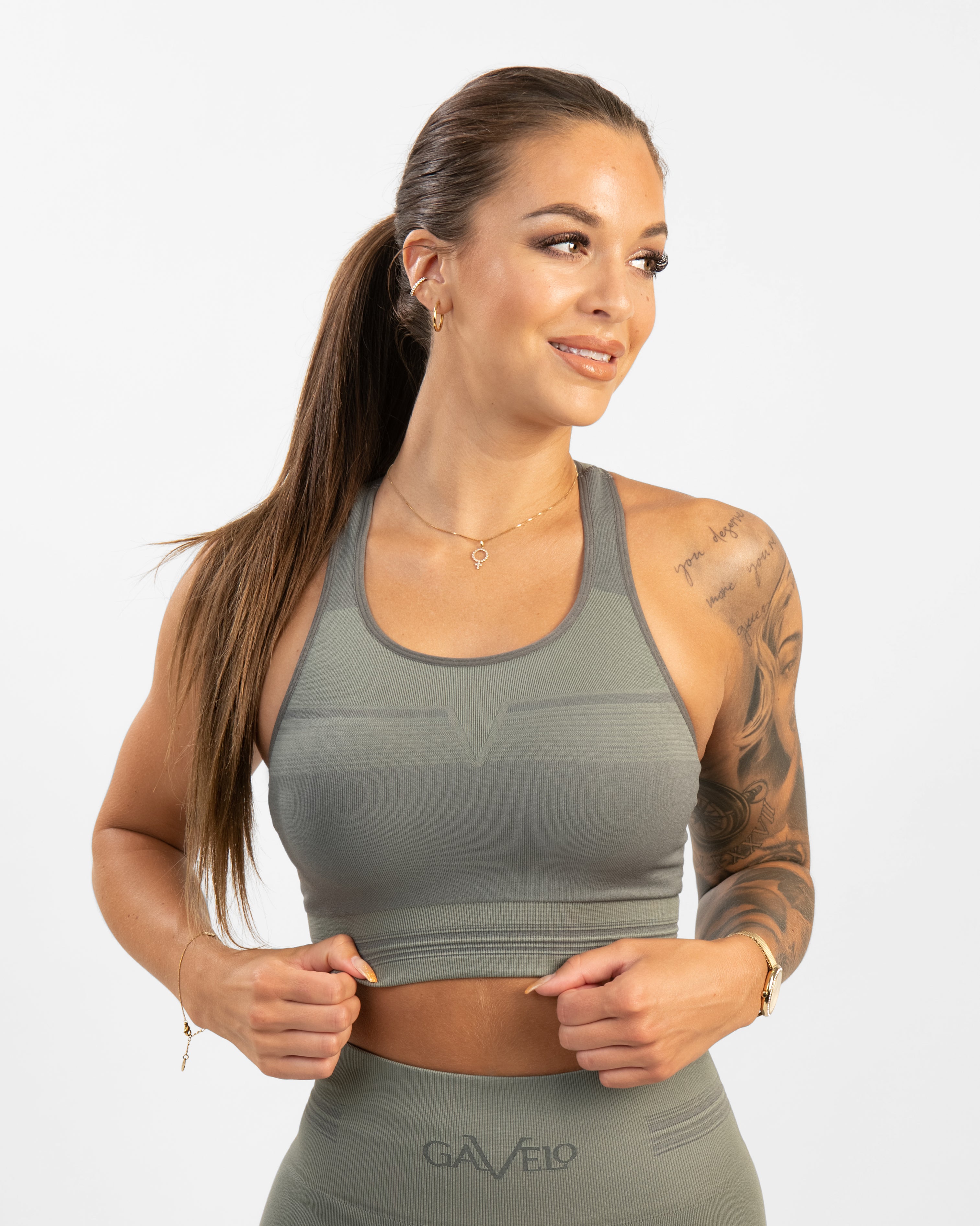 Pulse Nude Olive Grey Seamless Top