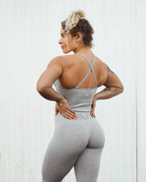 GAVELO Seamless Ribbed Light Grey Melange Tights