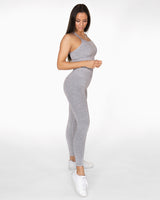 GAVELO Seamless Ribbed Light Grey Melange Tights