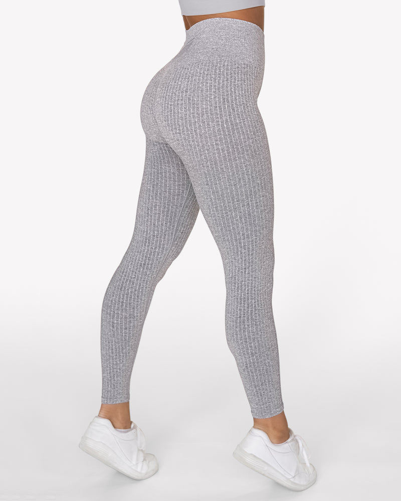 GAVELO Seamless Ribbed Light Grey Melange Tights