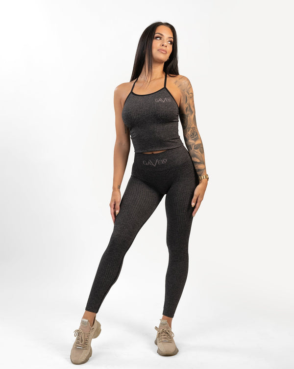 GAVELO Seamless Ribbed Plum Melange Leggings