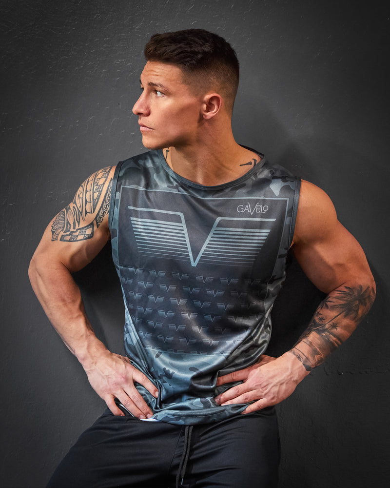 GAVELO Sniper Blue Sleeveless Tee