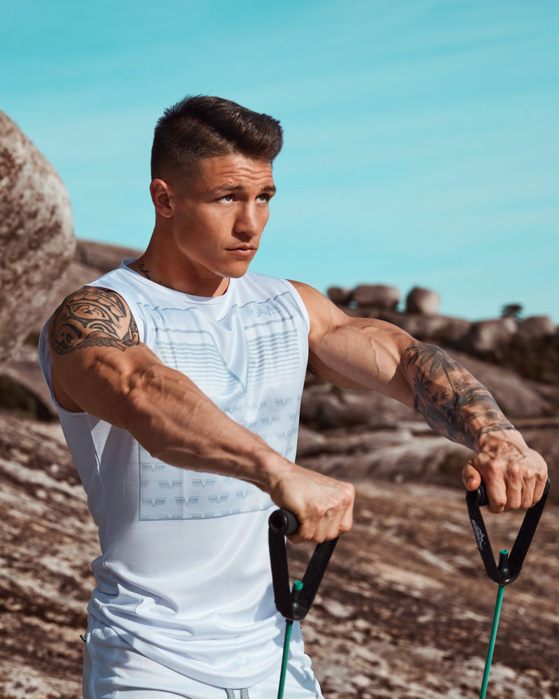 GAVELO Sniper White Sleeveless Tee