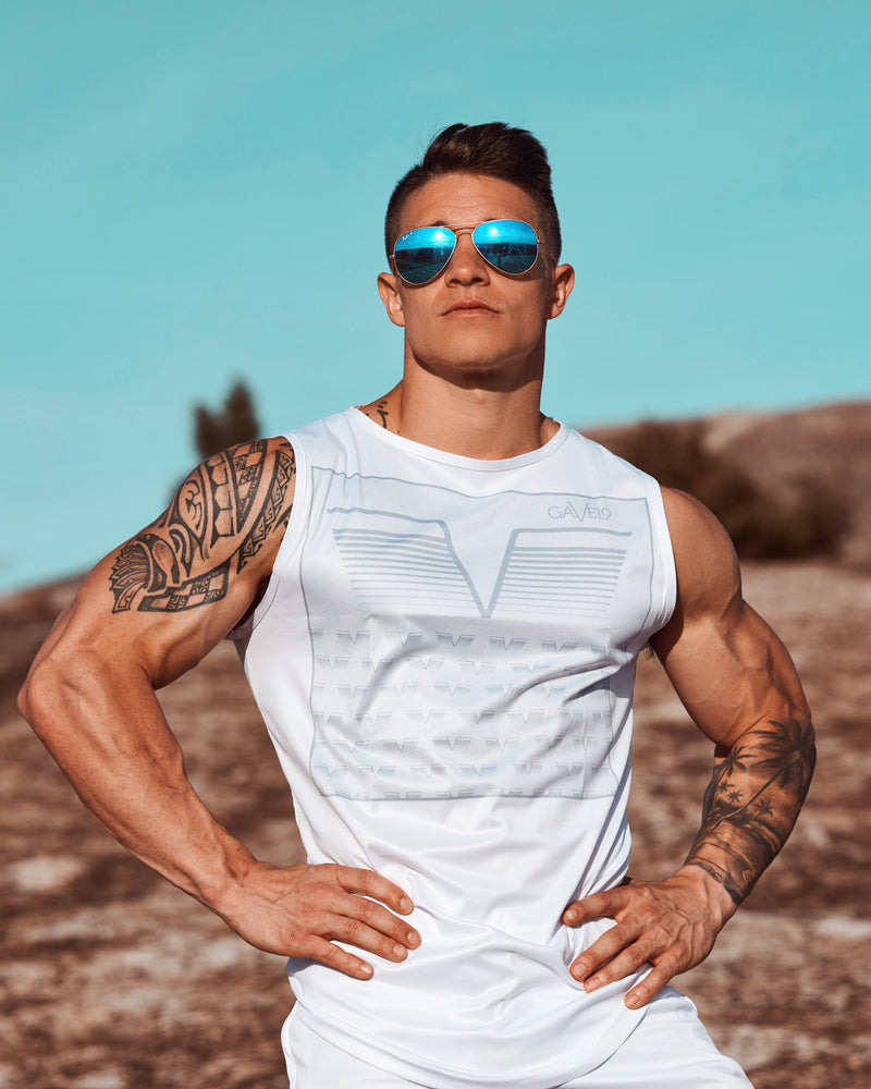 GAVELO Sniper White Sleeveless Tee
